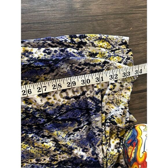 Calvin Klein Multicolored Snake Skin Pattern Faux Wrap Dress Size 4 Purple Yello - Picture 11 of 11